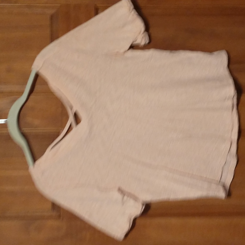 Love Life Live woman's size S cotton crisscross back ruched hem short sleeve Tee